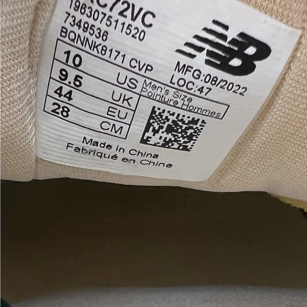 New Balance, XC 72, Cream and Yellow Sneakers, Men’s‎ Size:10
